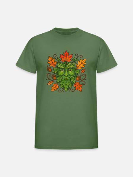 Autumn Greenman - Heavyweight Unisex T-Shirt by Gildan - military green
