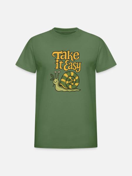 Take is Easy Snail - Heavyweight Unisex T-Shirt by Gildan - military green