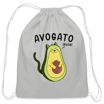Cheerful Avocado Hugging Seed - Cotton Drawstring Bag - Light Grey - Front