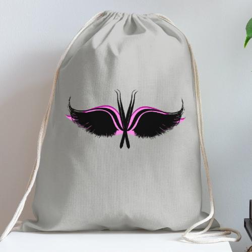 Lash Tweezer Wings black - Cotton Drawstring Bag