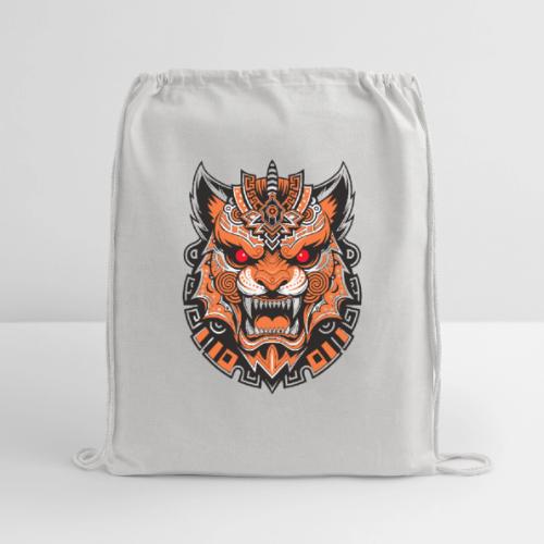 Tribal Demon Wolf Mask - Cotton Drawstring Bag