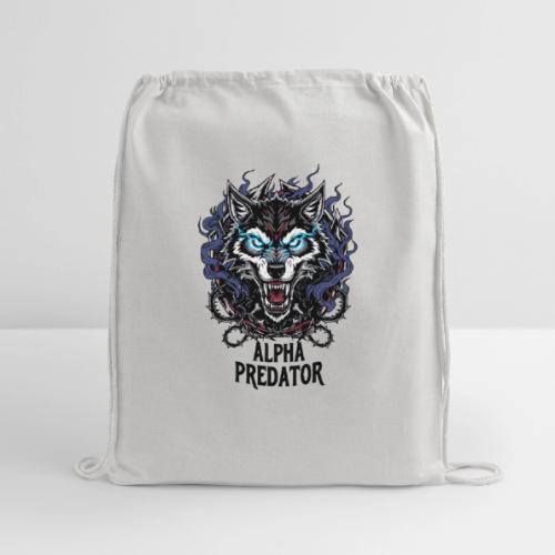 Alpha Predator Wolf Fierce Neon Eyes - Cotton Drawstring Bag
