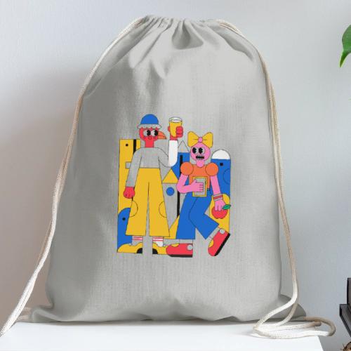 Bold Geometric Duo Pop Art - Cotton Drawstring Bag