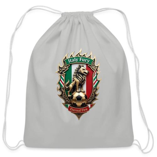 Italy Wolf Fury T-Shirt, Italian Flag Pride Gift - Cotton Drawstring Bag