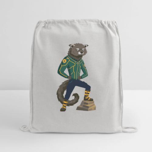 Raccoon Ranger in Neon Armor - Cotton Drawstring Bag