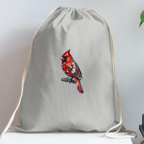 Silver Cardinal - Cotton Drawstring Bag