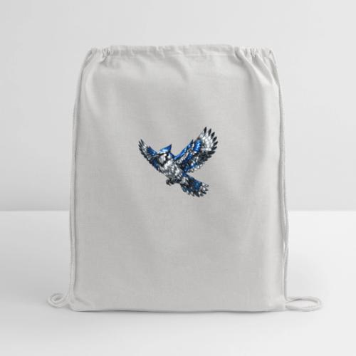 Silver Blue Jay in Flight - Cotton Drawstring Bag