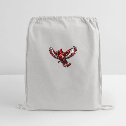 Silver Cardinal in Flight - Cotton Drawstring Bag
