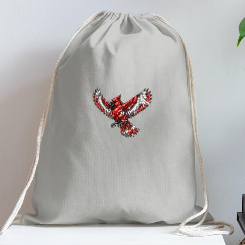 Cardinal in Flight - Cotton Drawstring Bag