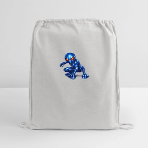 Blue Alien Crouch - Cotton Drawstring Bag