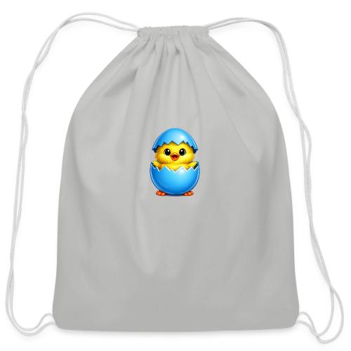 Easter Chick Blue - Cotton Drawstring Bag