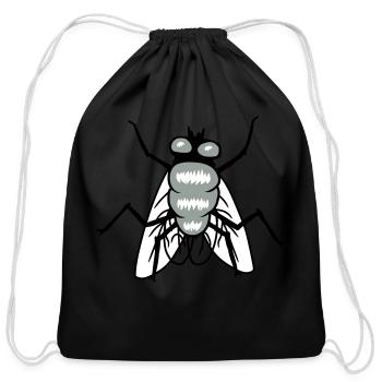 Small house fly insect - Cotton Drawstring Bag - black - Front