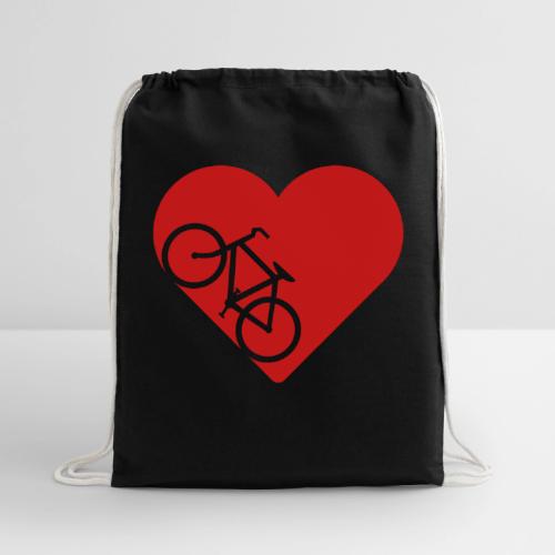 Bike in heart - Cotton Drawstring Bag