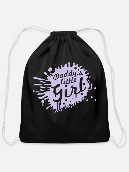 Daddy's Little Girl Saying Girl Drops Graffiti - Cotton Drawstring Bag - black