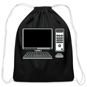 computer keyboard mouse screen - Cotton Drawstring Bag - black - Front