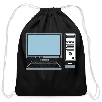 keyboard mouse screen computer - Cotton Drawstring Bag - black - Front