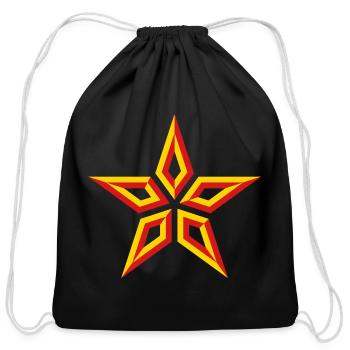 Star Design (Five-Pointed / Yellow Red) - Cotton Drawstring Bag - black - Front