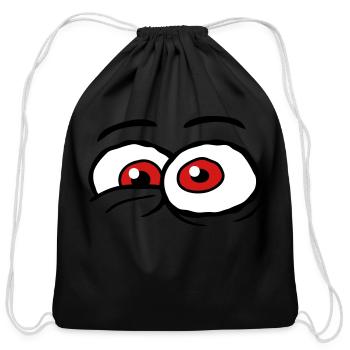 comic eyes crazy design - Cotton Drawstring Bag - black - Front
