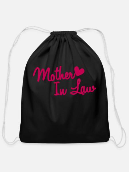 mother in law - Cotton Drawstring Bag - black