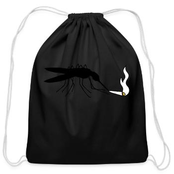 mosquito smoking cannabis weed hemp cannabis sting - Cotton Drawstring Bag - black - Front