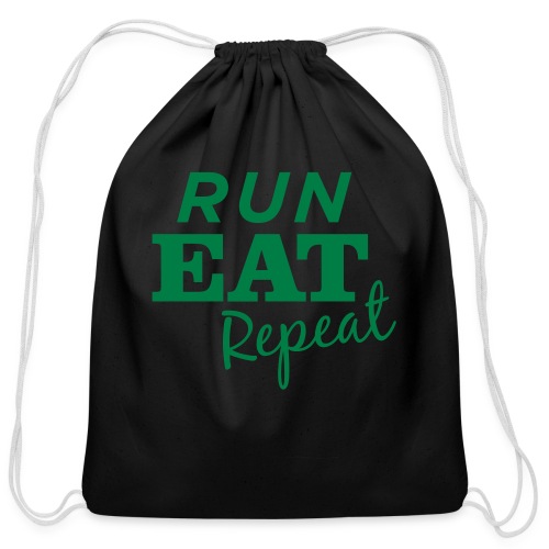 Run Eat Repeat buttons medium - Cotton Drawstring Bag