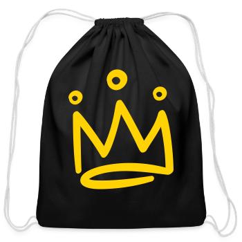 King Queen Crown emojis sketch crown - Cotton Drawstring Bag - black - Front