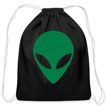 Alien Face - Cotton Drawstring Bag - black - Front