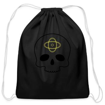 skull nuclear power symbol vector - Cotton Drawstring Bag - black - Front