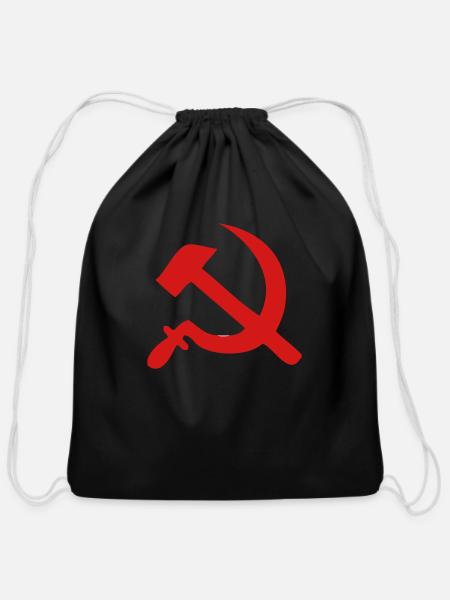 hammer and sickle - Cotton Drawstring Bag - black