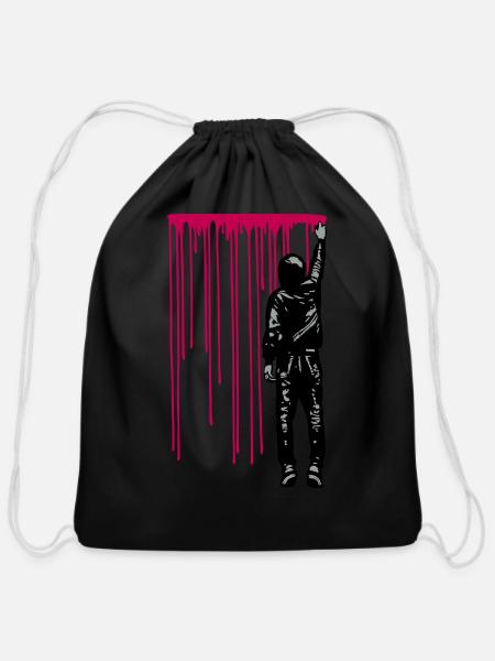 STREET ART - SPRAY BOY - Cotton Drawstring Bag - black