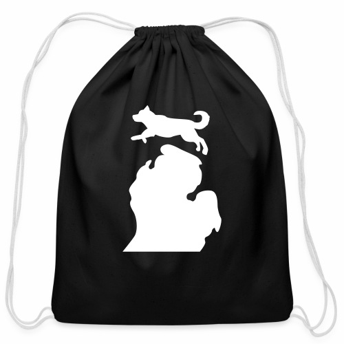 Bark Michigan Husky - Michigan Tech Colors - Cotton Drawstring Bag