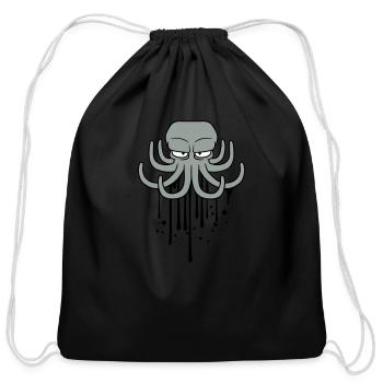 graffiti ink drop paint spray evil octopus octopus - Cotton Drawstring Bag - black - Front