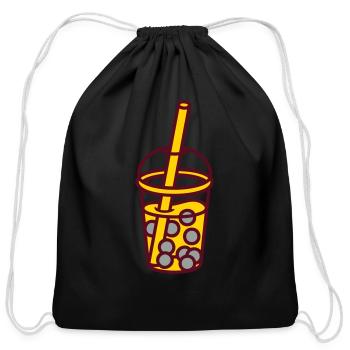 Bubble tea comic design - Cotton Drawstring Bag - black - Front