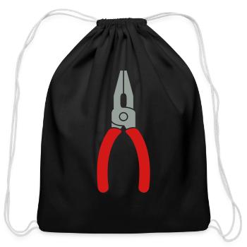 Pliers Tool Logo - Cotton Drawstring Bag - black - Front
