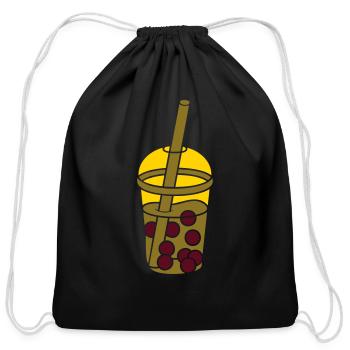 design comic bubble tea - Cotton Drawstring Bag - black - Front