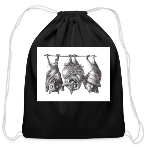 Vampire Owl with Bats - Cotton Drawstring Bag