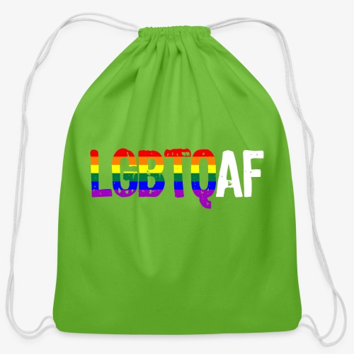 LGBTQ AF LGBTQ as Fuck Rainbow Pride Flag - Cotton Drawstring Bag