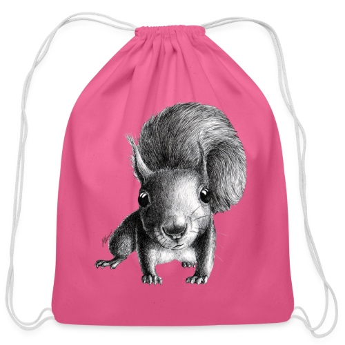 Cute Curious Squirrel - Cotton Drawstring Bag