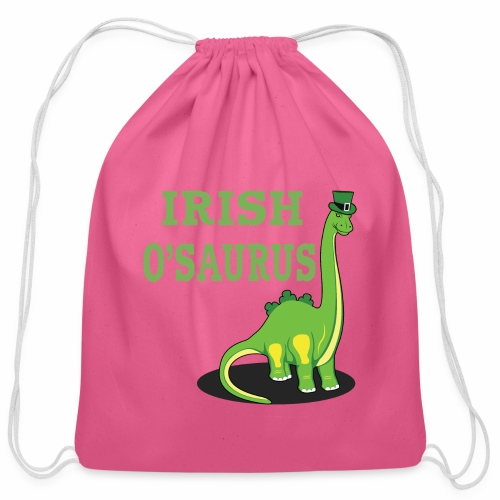 St Patrick's Day Irish Dinosaur St Paddys Shamrock - Cotton Drawstring Bag