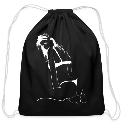 Sexy Backside | White - Cotton Drawstring Bag
