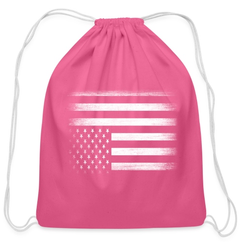 US Flag Distressed - Cotton Drawstring Bag