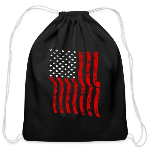 Vintage Waving USA Flag Patriotic T-Shirts Design - Cotton Drawstring Bag