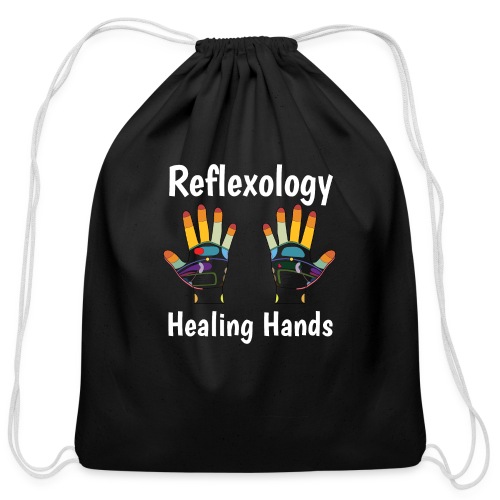 Reflexology Healing Hands (white) (hand map) - Cotton Drawstring Bag