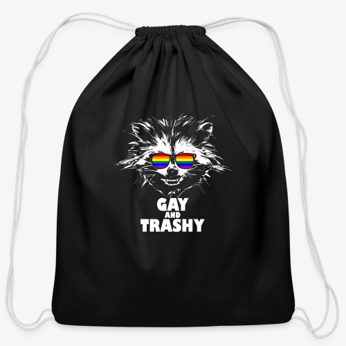 Gay and Trashy Raccoon Sunglasses LGBTQ Pride - Cotton Drawstring Bag