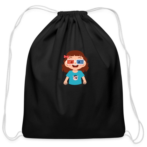 Girl red blue 3D glasses doing Vision Therapy - Cotton Drawstring Bag
