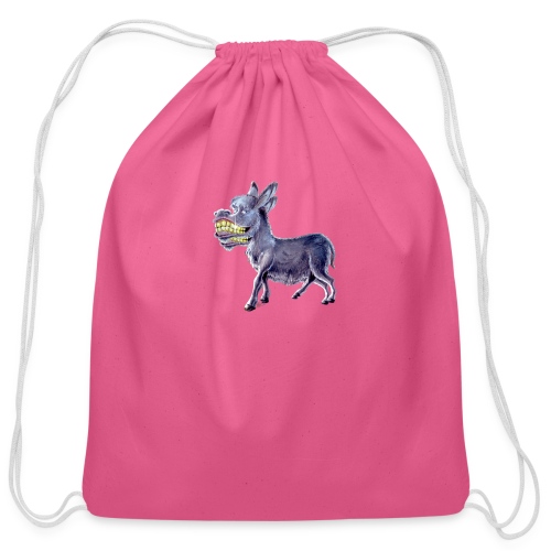 Funny Keep Smiling Donkey - Cotton Drawstring Bag