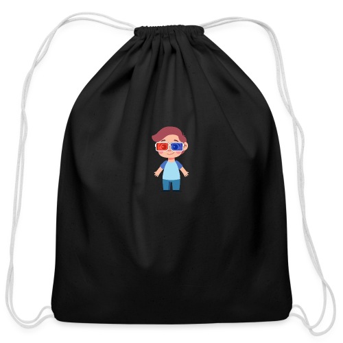 Boy with eye 3D glasses - Cotton Drawstring Bag