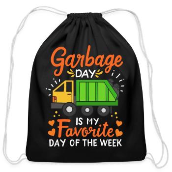 Garbage Truck Garbage Day - Cotton Drawstring Bag - black - Front