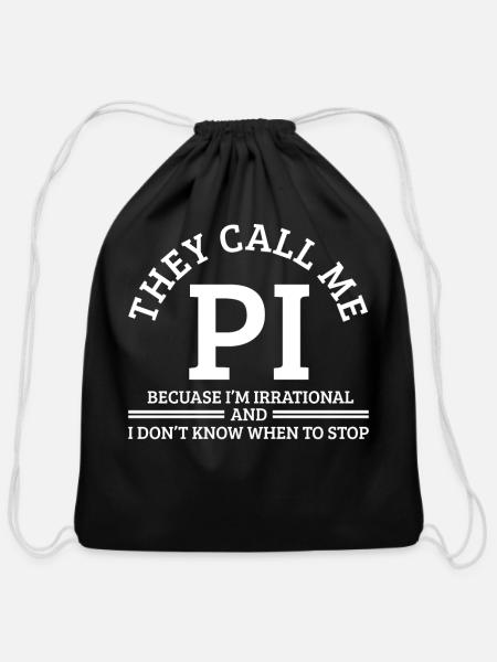 Pi Day Pi Math - Cotton Drawstring Bag - black