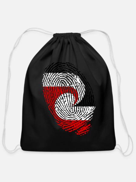 Maori flag fingerprints - Cotton Drawstring Bag - black